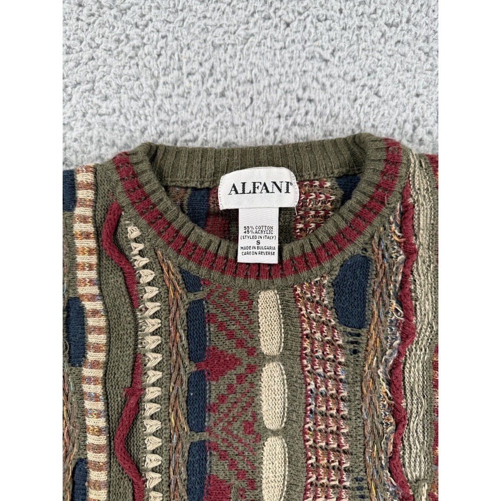 Vintage 80s 90s 3D Thick Texture Cable Abstract Grunge Hip Hop Sweater Small - Picture 9 of 13